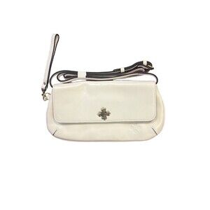 Patricia Nash Caprina Vintage Distressed Leather Crossbody Clutch White Dust Bag